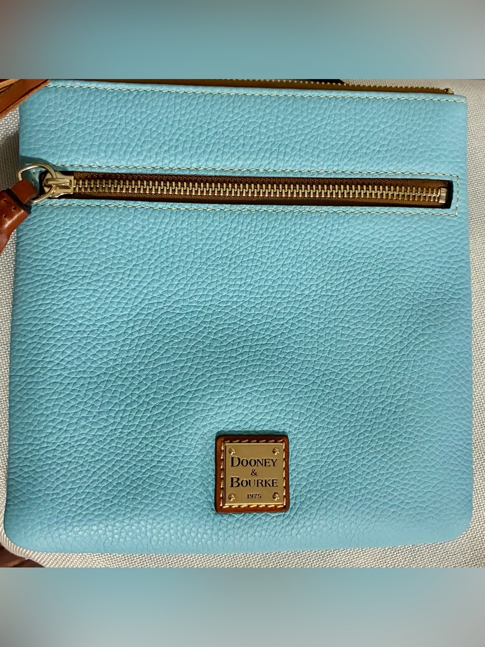 Dooney & Bourke Caribbean Blue Pebble Leather Crossbody Double Tassel Trim - Picture 3 of 12